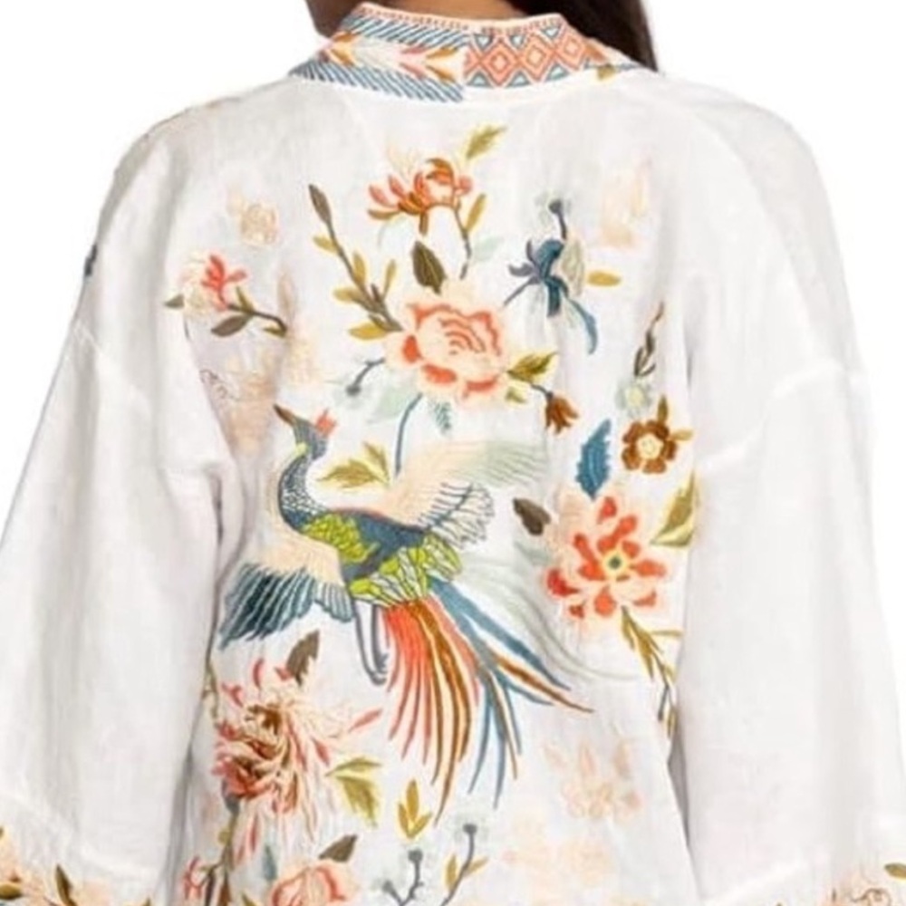 Johnny Was heavily embroidered CERETTI LINEN KIMONO/JACKET RARE - Picture 6 of 10